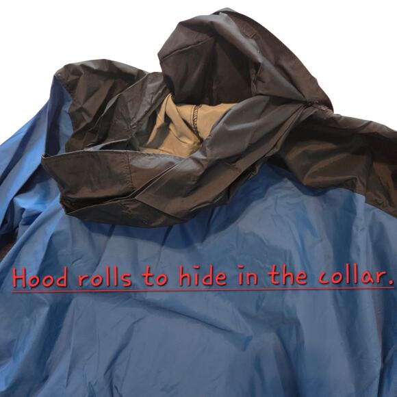 Columbia Windbreaker Jacket Men's XL Royal Blue Hidden hood, packable - Picture 7 of 11